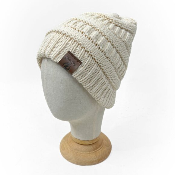 Cream/ Tan Beanie Hat Skully Women's Slouchy Thick Satin Lined Cap - Picture 6 of 9